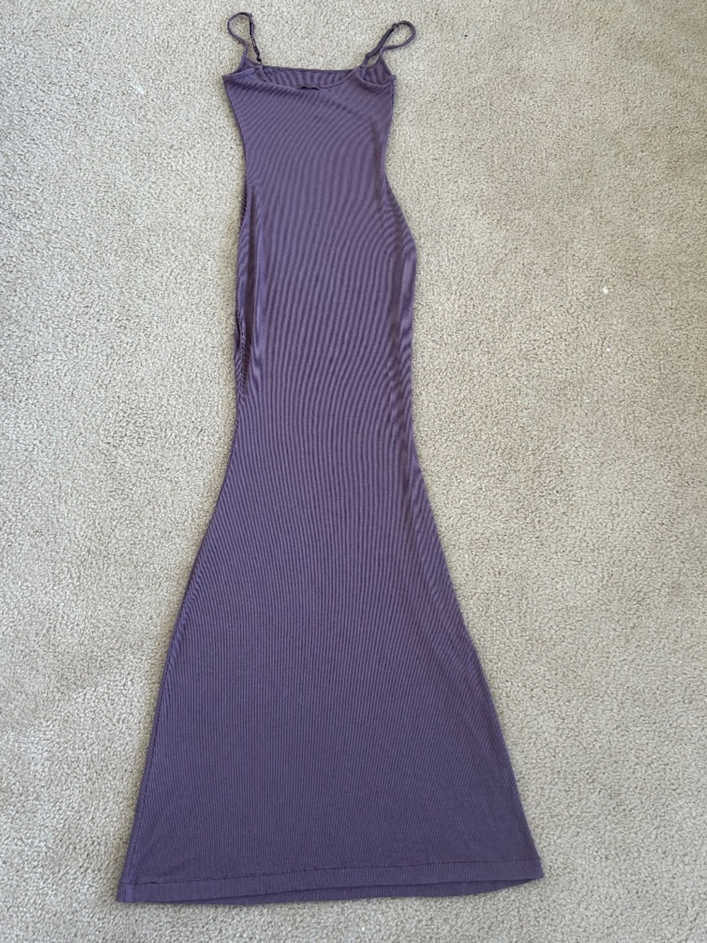 Skims Long Ribbed Slip Soft Lounge Adjustable Straps Dress Sz Medium Purple